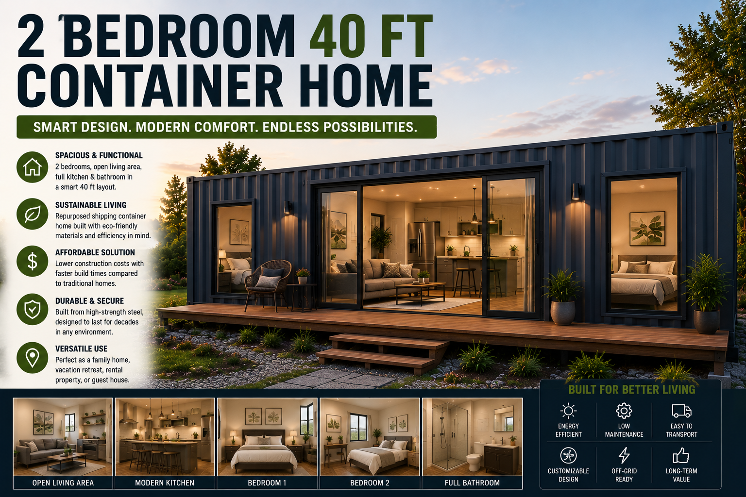 2 Bedroom 40 Ft Container Home: Modern Living Made Affordable