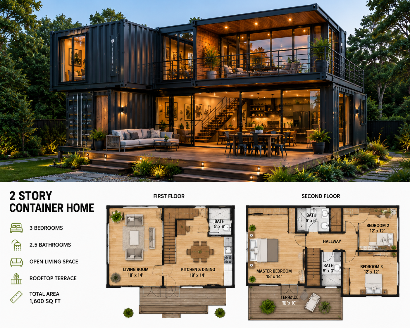 2 story container home