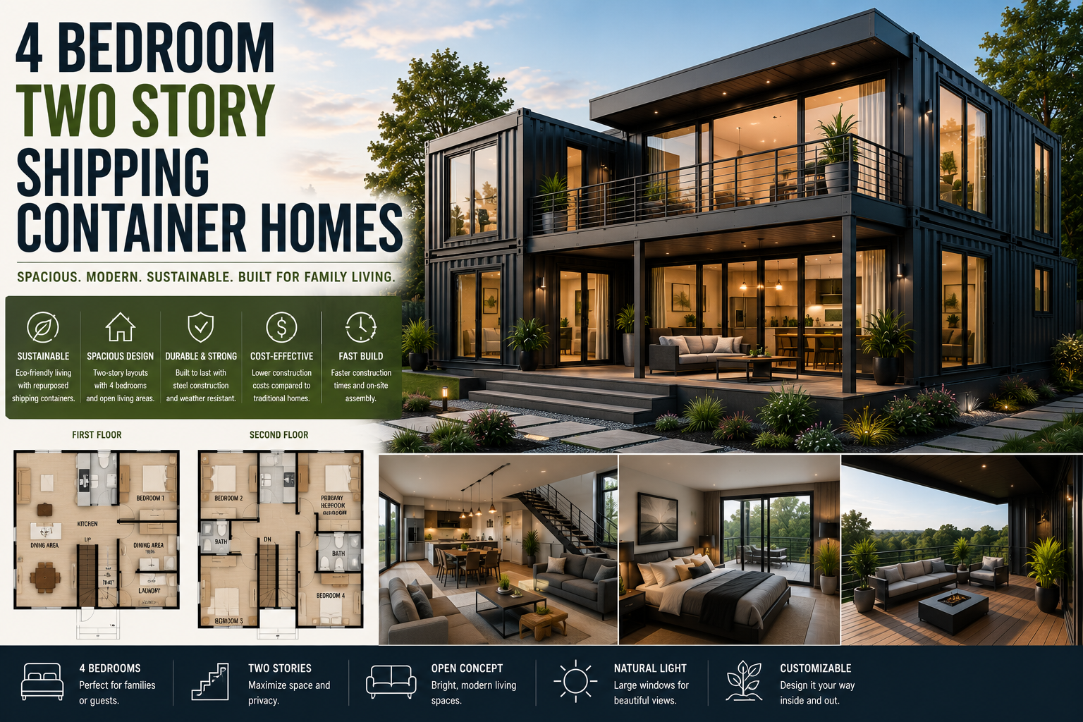 4 bedroom two story shipping container homes 1