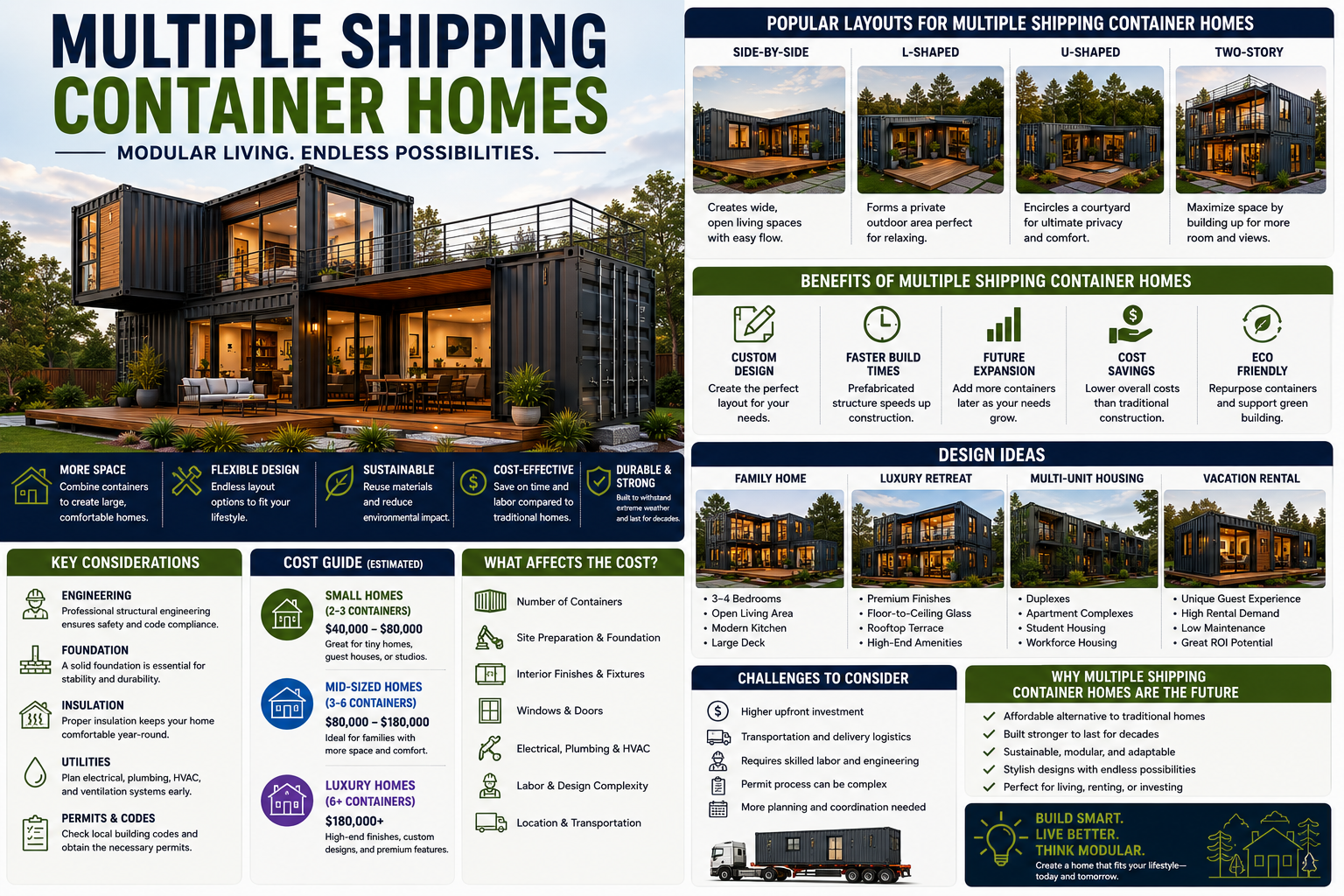 Multiple Shipping Container Homes: Designs, Layouts & Benefits